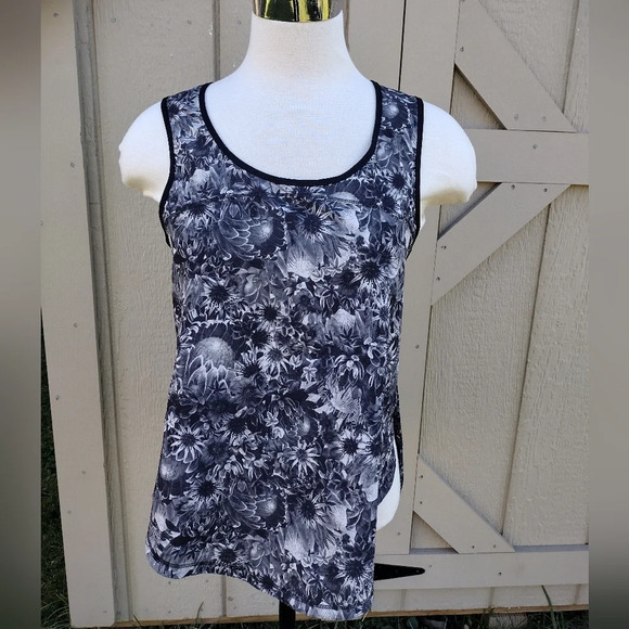 Lululemon Run Split Singlet Tank Top Flowabunga Black Angel Wing Black Size 8 - Picture 1 of 8